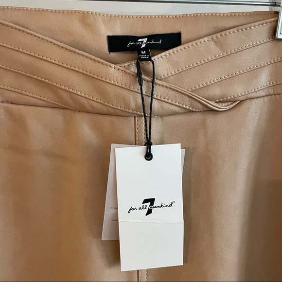 NWT 7 For All Mankind Faux Leather High Waist Ankle Pant w/ Faux Pockets in Tan - Picture 3 of 7